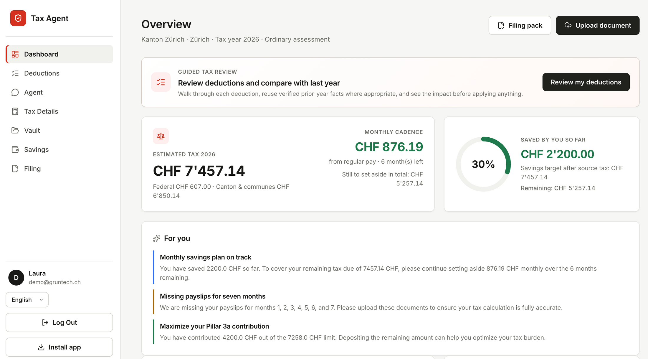 TaxAgent dashboard